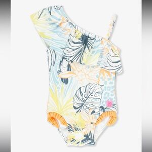 NWOT Ruffle Butts One Shoulder Ruffle One Piece in Birds of Paradise